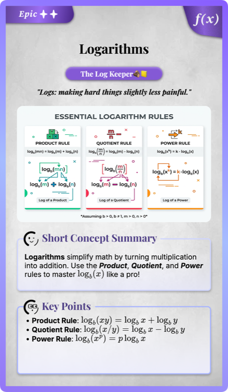 Properties of Logarithms rendered 1