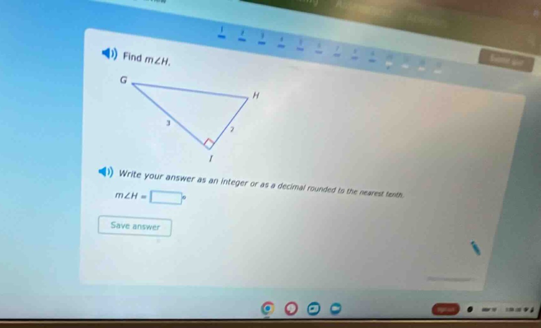find m∠h. write your answer as an integer or as a decimal rounded to the nearest tenth. m∠h =