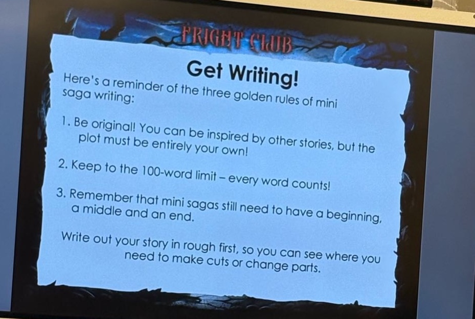 get writing! heres a reminder of the three golden rules of mini saga writing: 1. be original! you can be inspired by other stories, but the plot must be entirely your own! 2. keep to the 100 - word limit - every word counts! 3. remember that mini sagas still need to have a beginning, a middle and an end. write out your story in rough first, so you can see where you need to make cuts or change parts.