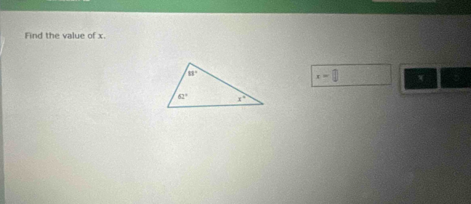 find the value of x.
