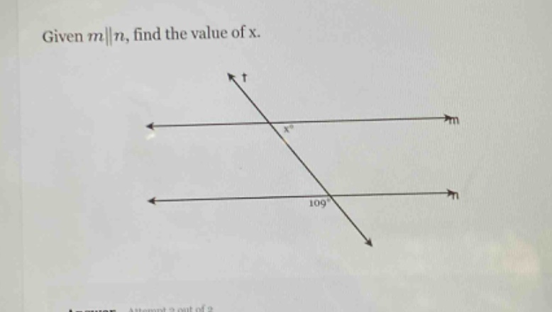 given m||n, find the value of x.