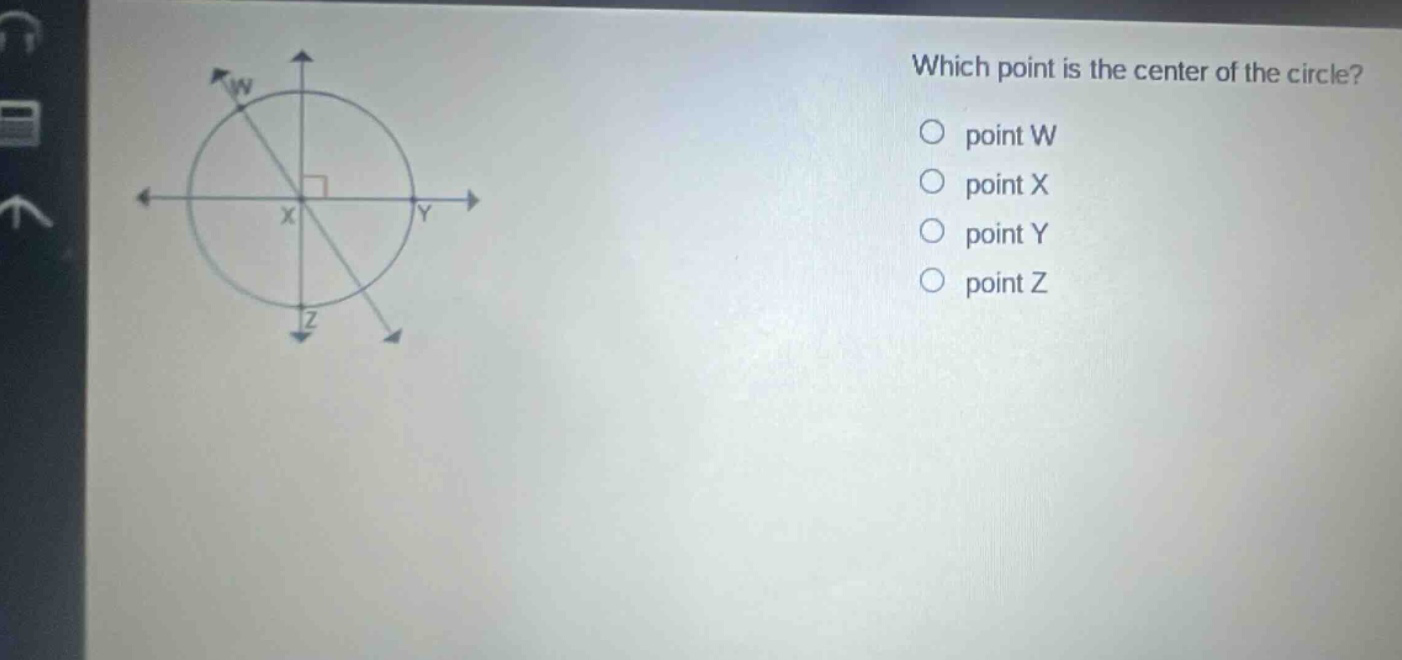 which point is the center of the circle? point w point x point y point z