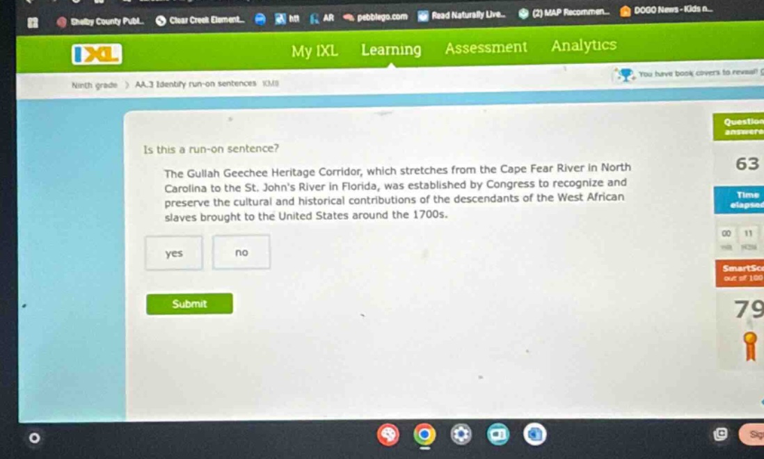 is this a run - on sentence? the gullah geechee heritage corridor, which stretches from the cape fear river in north carolina to the st. johns river in florida, was established by congress to recognize and preserve the cultural and historical contributions of the descendants of the west african slaves brought to the united states around the 1700s. yes no