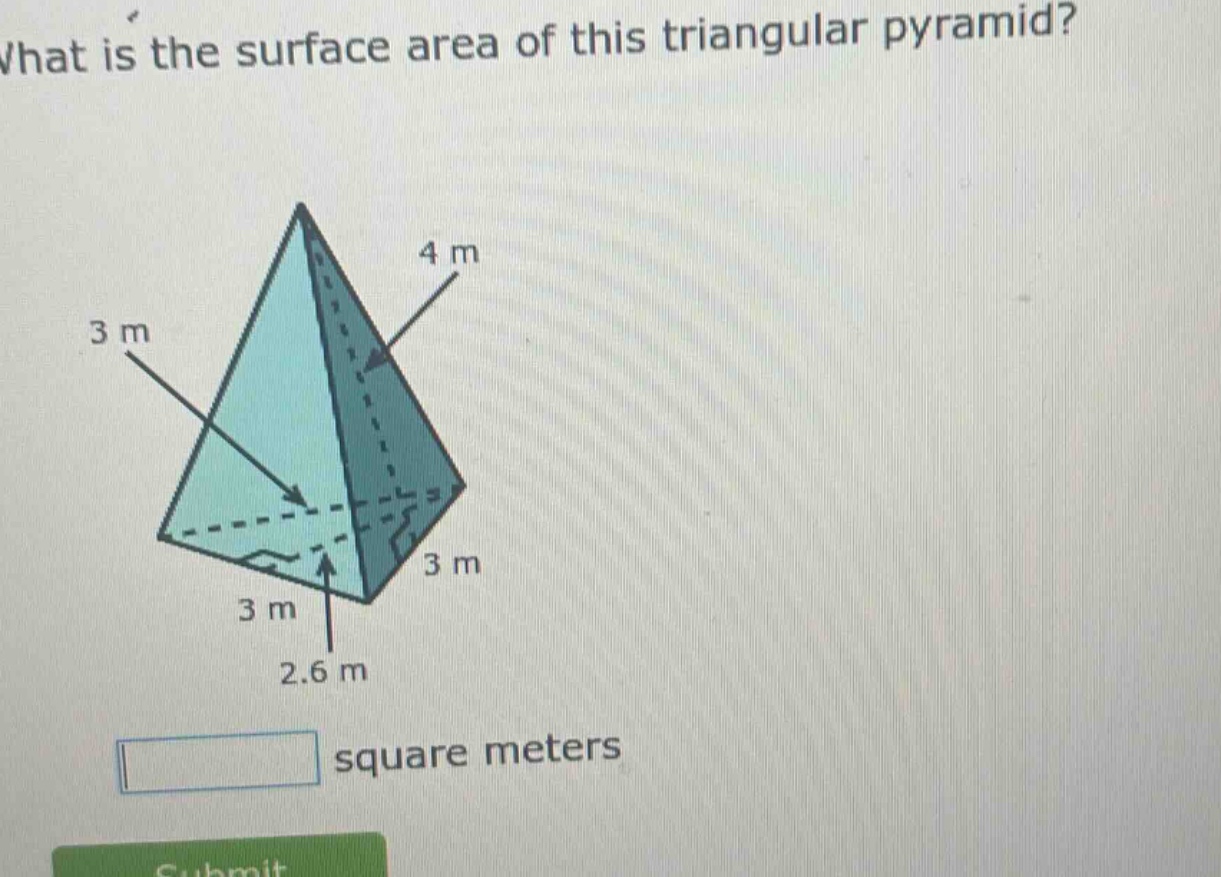 what is the surface area of this triangular pyramid? square meters