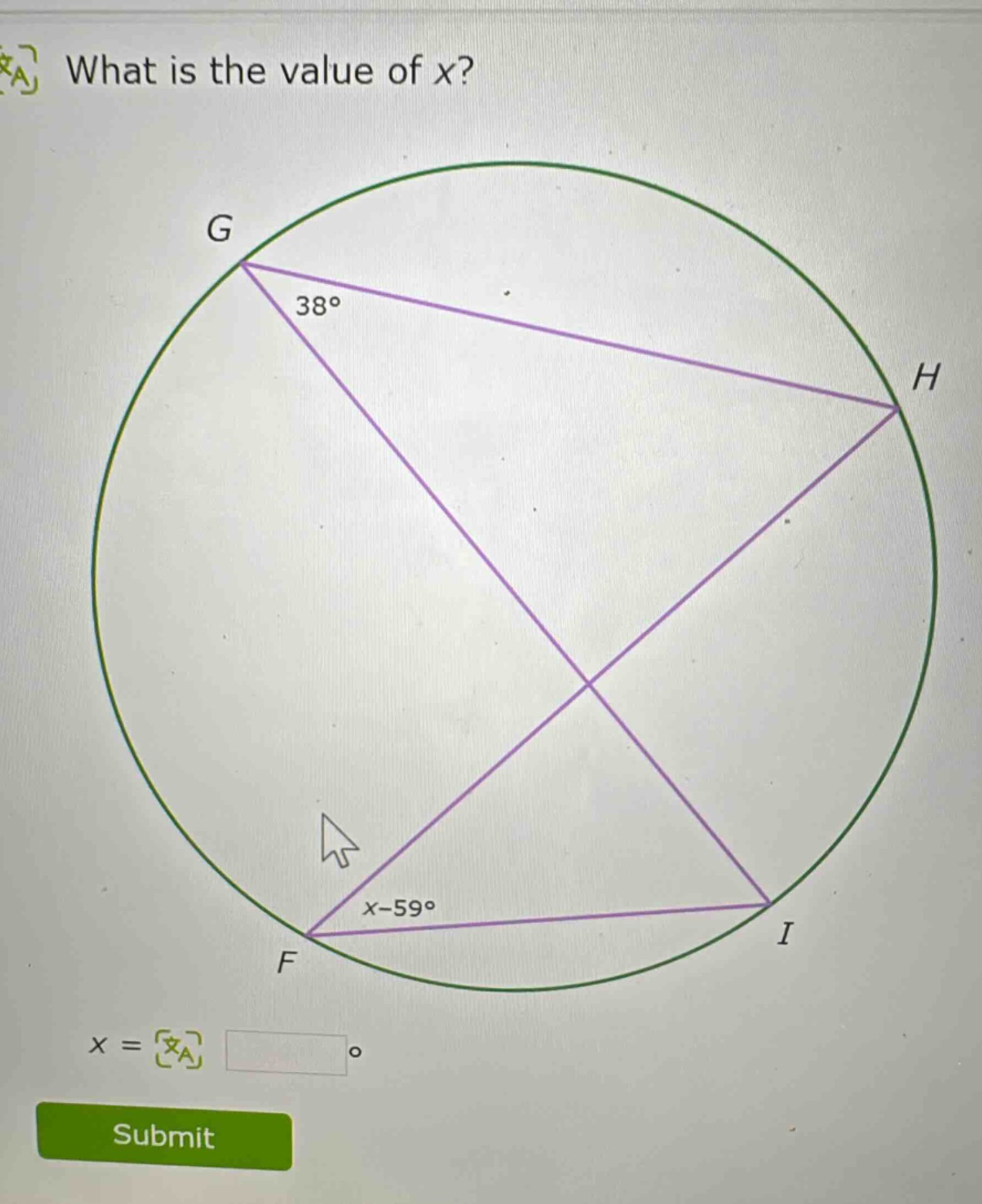 what is the value of x? x = °