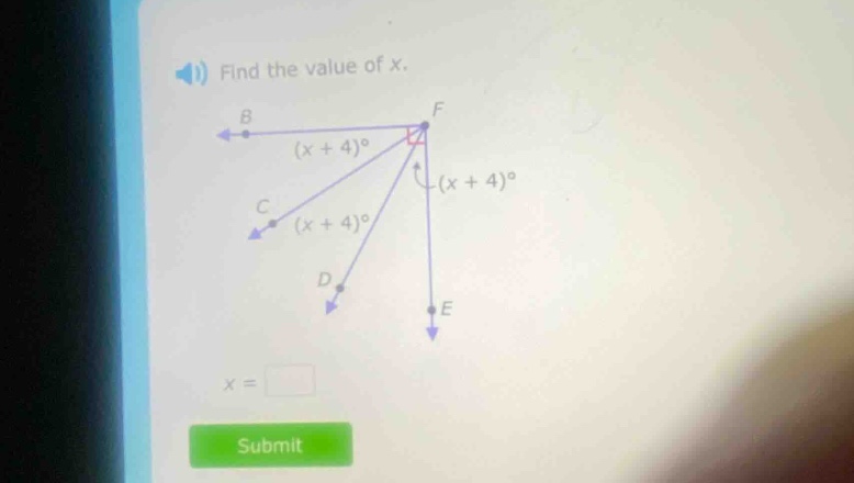 find the value of x. x =