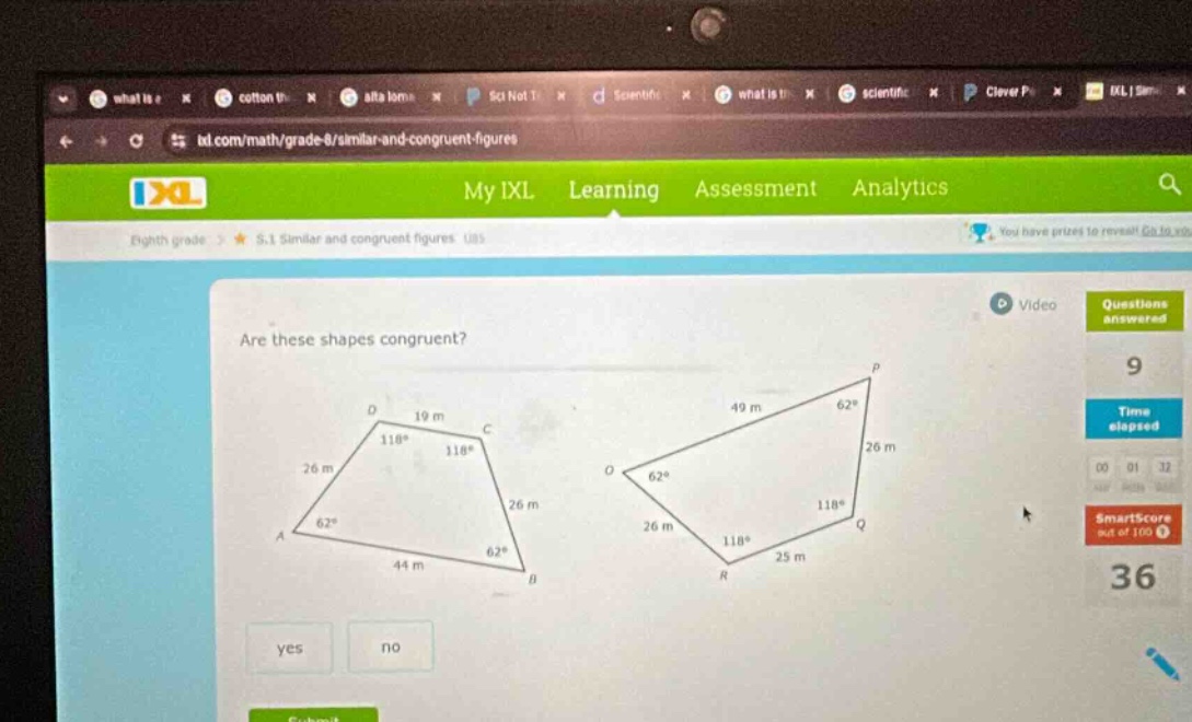 are these shapes congruent? yes no