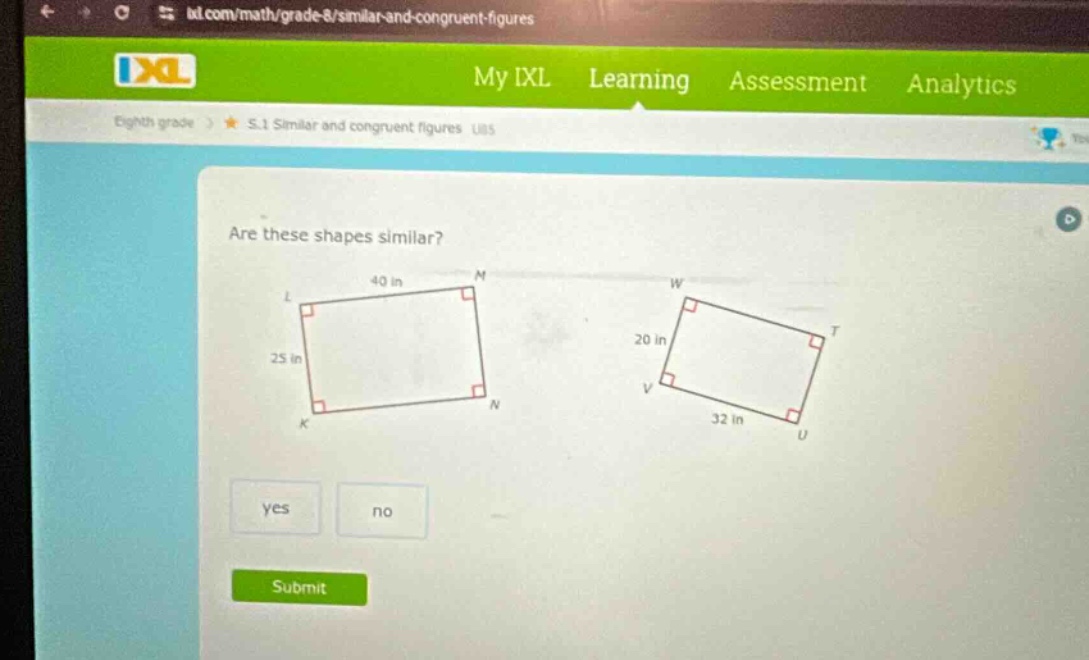 are these shapes similar? yes no submit