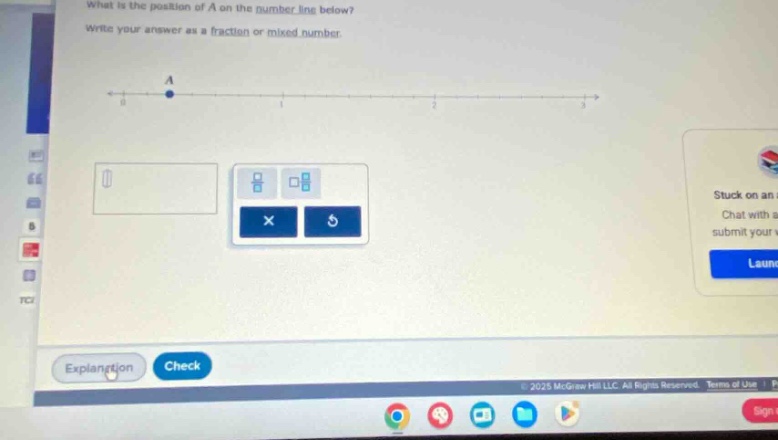 what is the position of a on the number line below? write your answer as a fraction or mixed number.