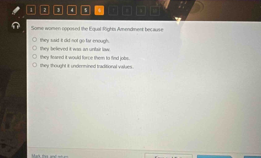 some women opposed the equal rights amendment because they said it did not go far enough. they believed it was an unfair law. they feared it would force them to find jobs. they thought it undermined traditional values.