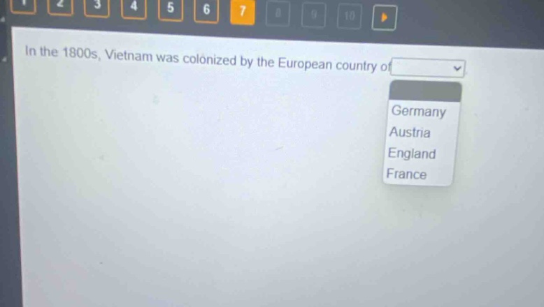 in the 1800s, vietnam was colonized by the european country of germany austria england france