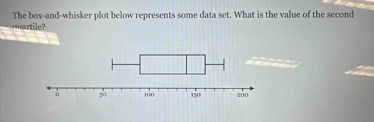 the box - and - whisker plot below represents some data set. what is the value of the second quartile?
