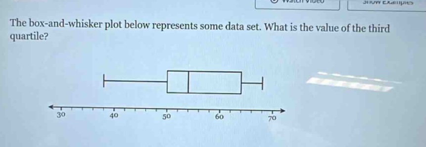 the box - and - whisker plot below represents some data set. what is the value of the third quartile?