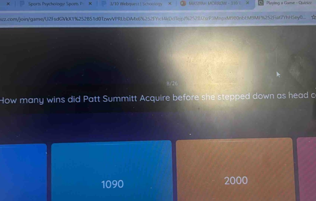how many wins did patt summitt acquire before she stepped down as head c 8/26 1090 2000