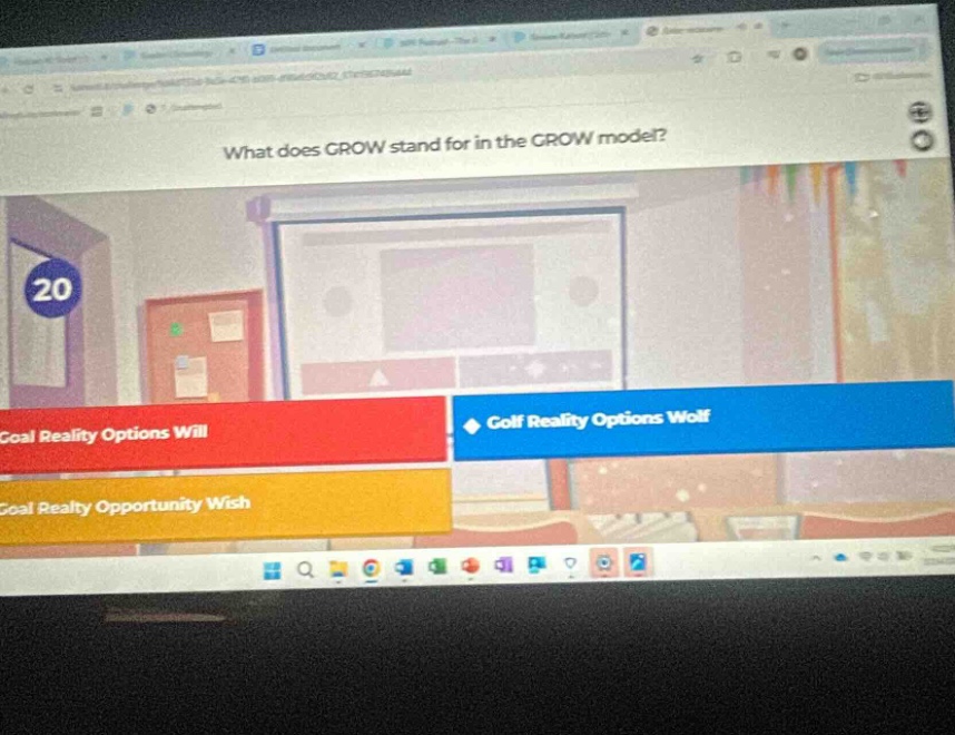 what does grow stand for in the grow model? goal reality options will goal reality opportunity wish