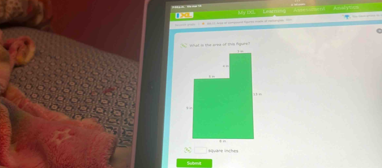 what is the area of this figure? square inches