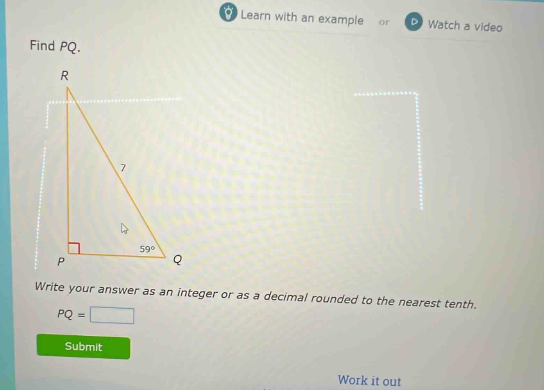 find pq. write your answer as an integer or as a decimal rounded to the nearest tenth. pq =