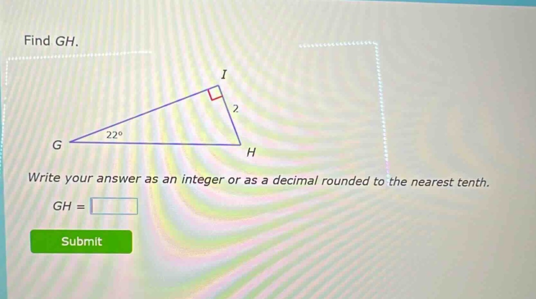 find gh. write your answer as an integer or as a decimal rounded to the nearest tenth. gh =