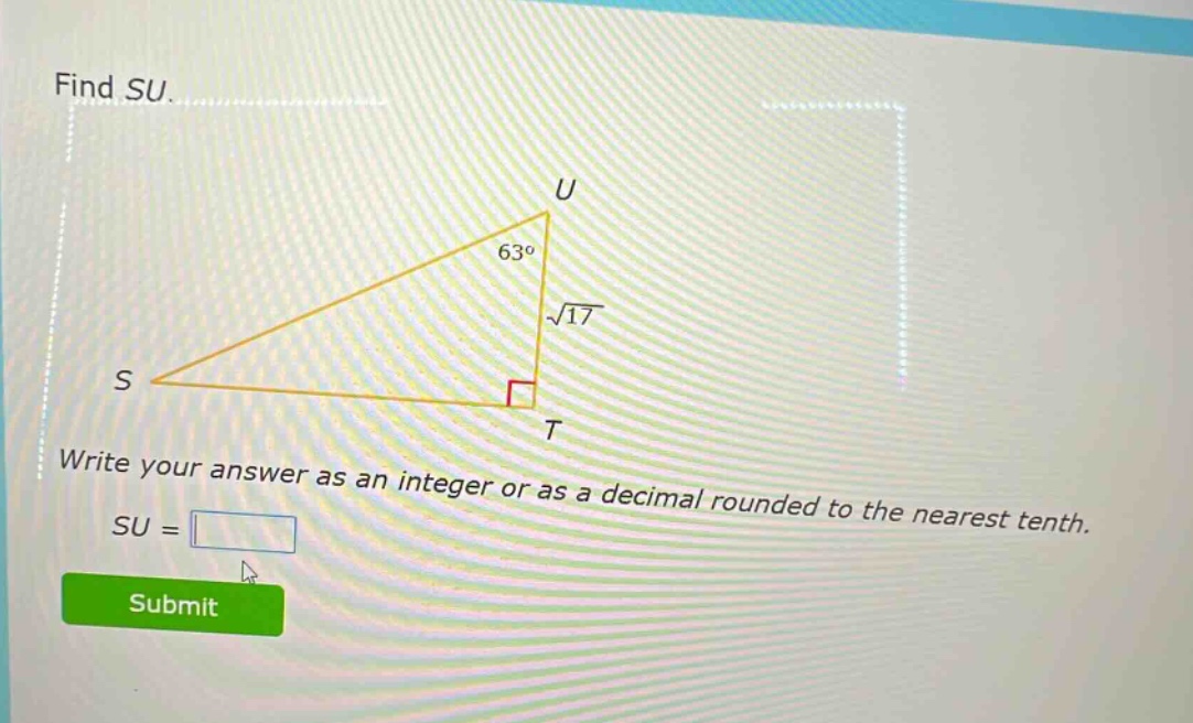 find su. write your answer as an integer or as a decimal rounded to the nearest tenth. su =