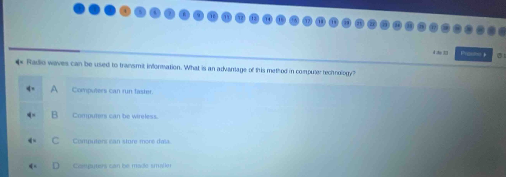 radio waves can be used to transmit information. what is an advantage of this method in computer technology? a computers can run faster. b computers can be wireless. c computers can store more data. d computers can be made smaller.