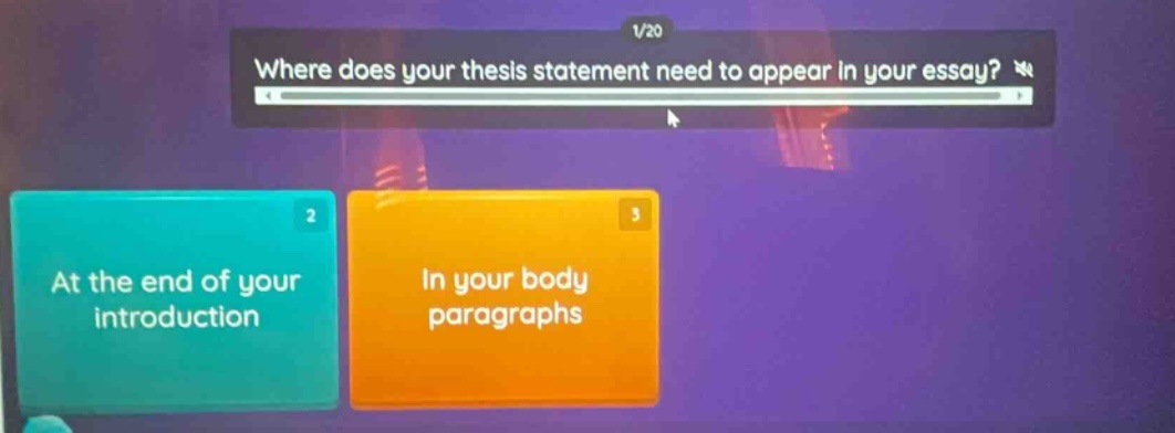 where does your thesis statement need to appear in your essay? at the end of your introduction in your body paragraphs