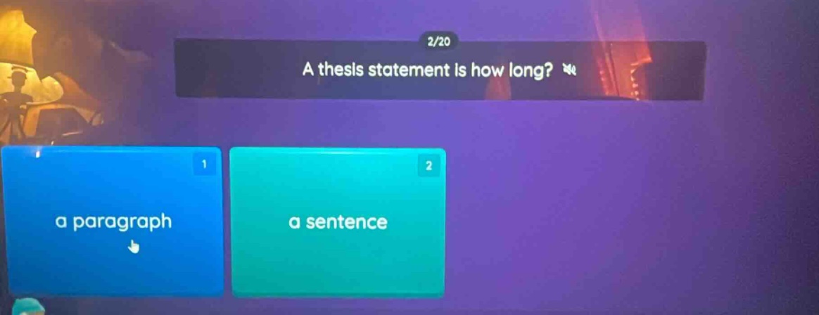 a thesis statement is how long? a paragraph a sentence