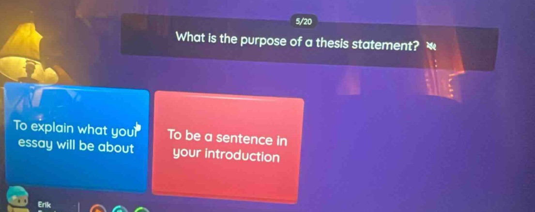 what is the purpose of a thesis statement? to explain what your essay will be about to be a sentence in your introduction