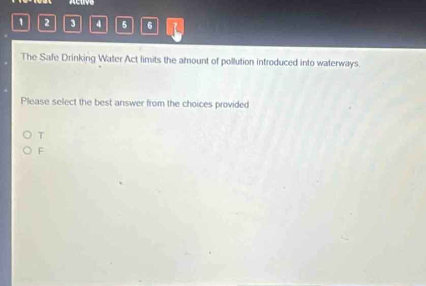 the safe drinking water act limits the amount of pollution introduced into waterways. please select the best answer from the choices provided o t o f