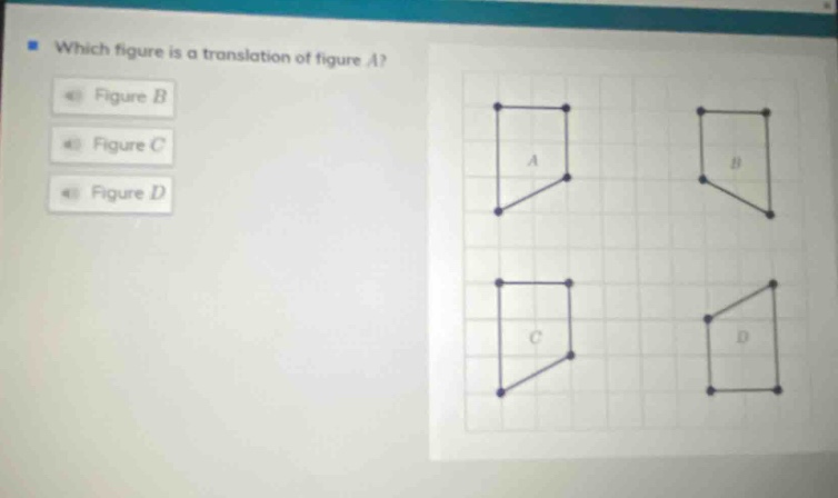 which figure is a translation of figure a? figure b figure c figure d
