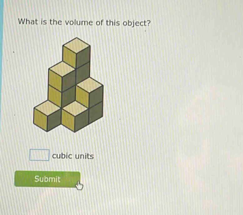 what is the volume of this object? cubic units submit