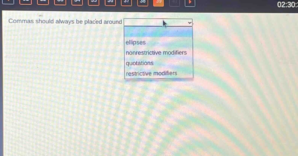 commas should always be placed around ellipses nonrestrictive modifiers quotations restrictive modifiers