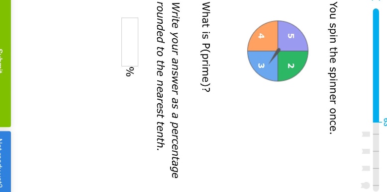 you spin the spinner once. what is p(prime)? write your answer as a percentage rounded to the nearest tenth. %