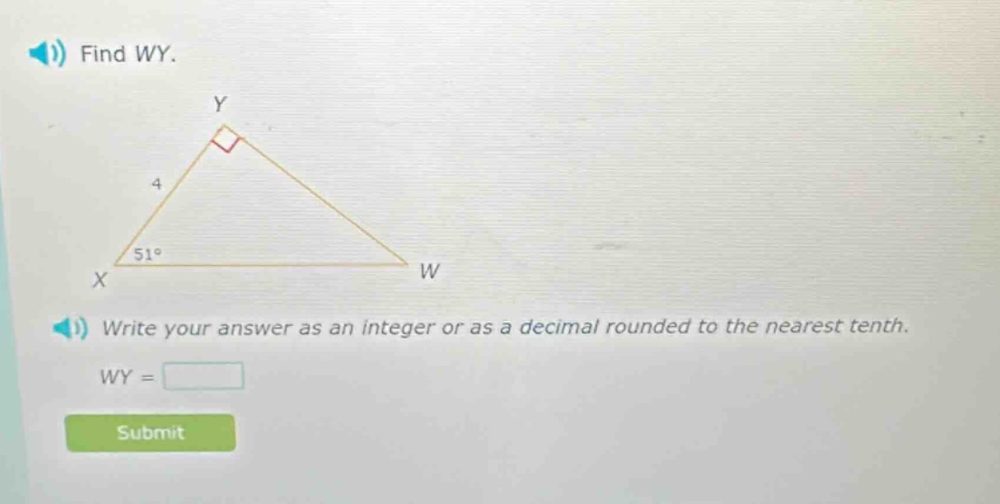 find wy. write your answer as an integer or as a decimal rounded to the nearest tenth. wy =
