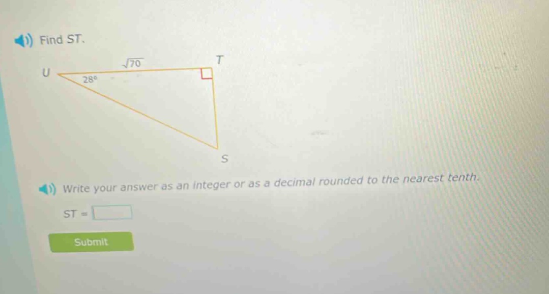 find st. write your answer as an integer or as a decimal rounded to the nearest tenth. st =