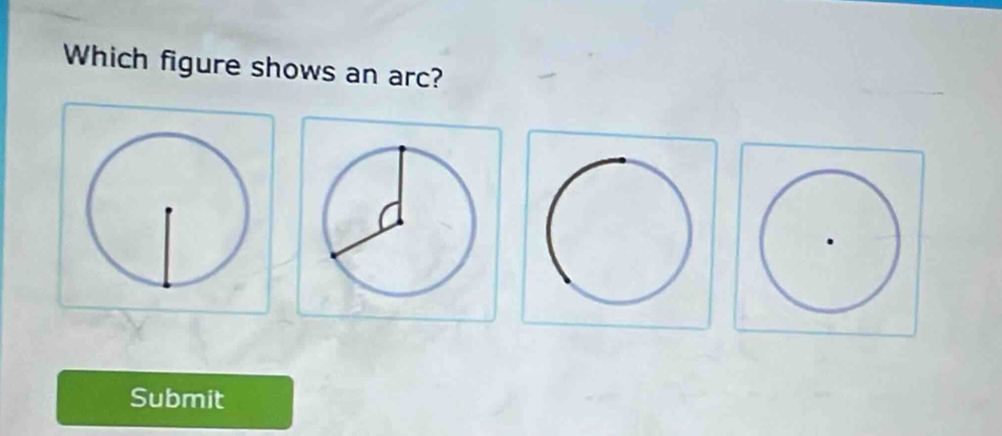 which figure shows an arc? submit