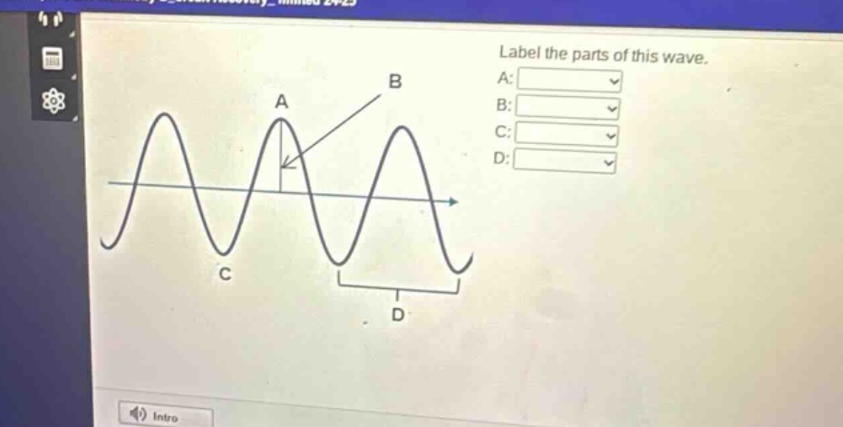 label the parts of this wave. a: b: c: d: