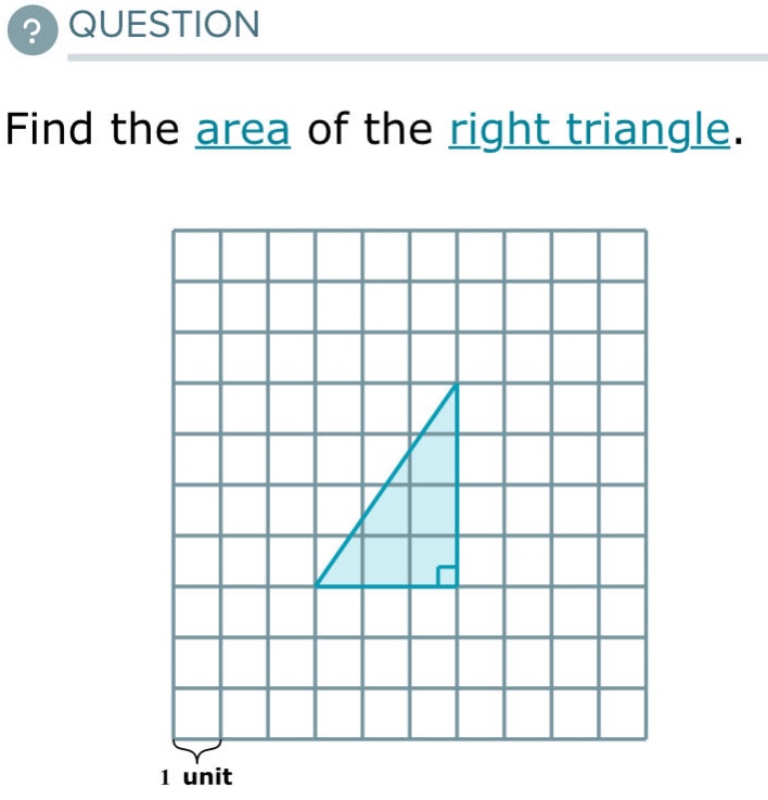 find the area of the right triangle.