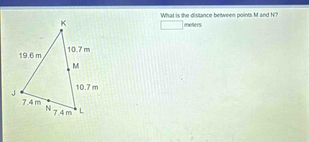 what is the distance between points m and n? meters