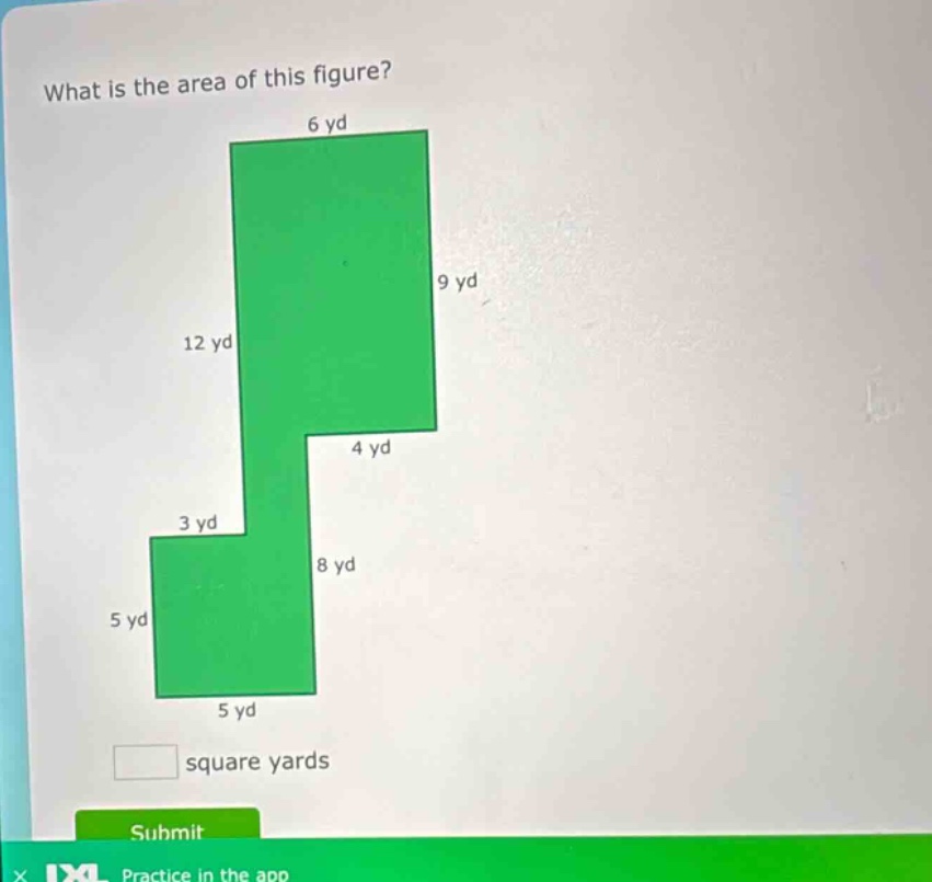 what is the area of this figure? square yards