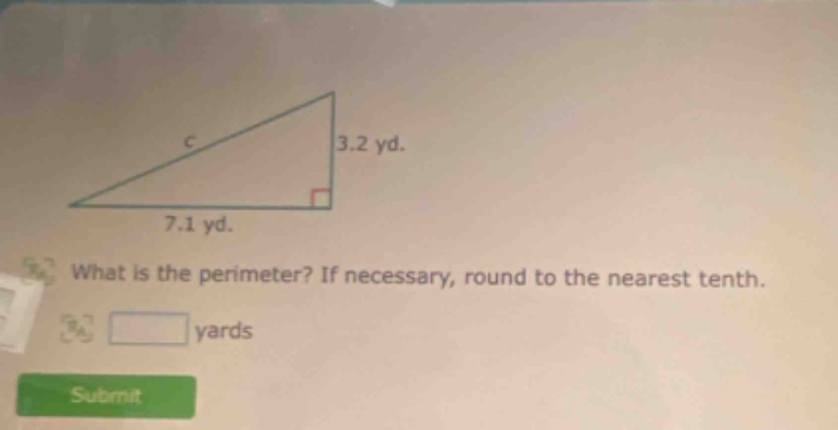 what is the perimeter? if necessary, round to the nearest tenth. yards