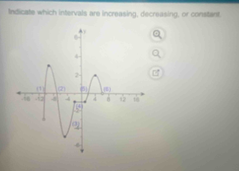 indicate which intervals are increasing, decreasing, or constant