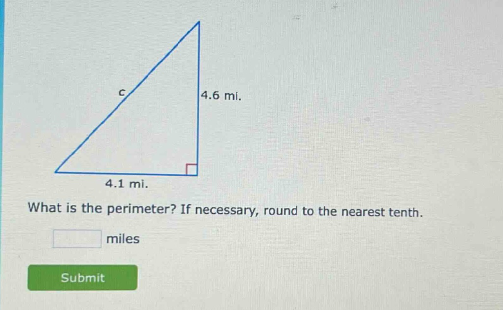 what is the perimeter? if necessary, round to the nearest tenth. miles