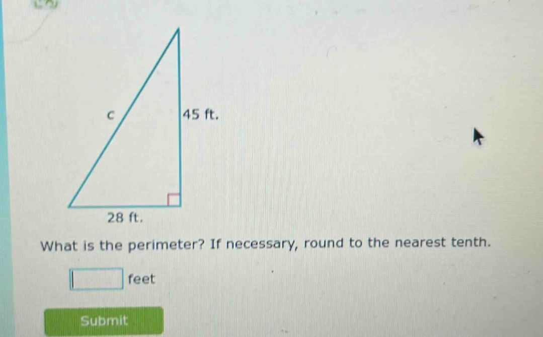 what is the perimeter? if necessary, round to the nearest tenth. feet