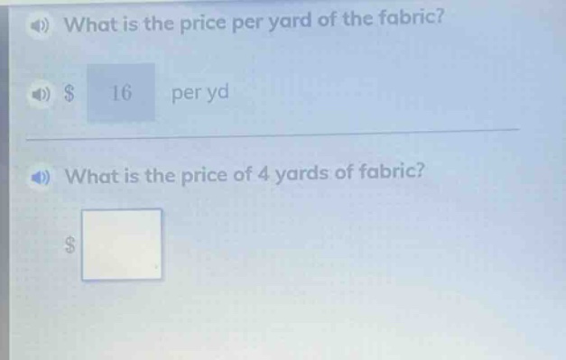 what is the price per yard of the fabric? $16 per yd what is the price of 4 yards of fabric? $