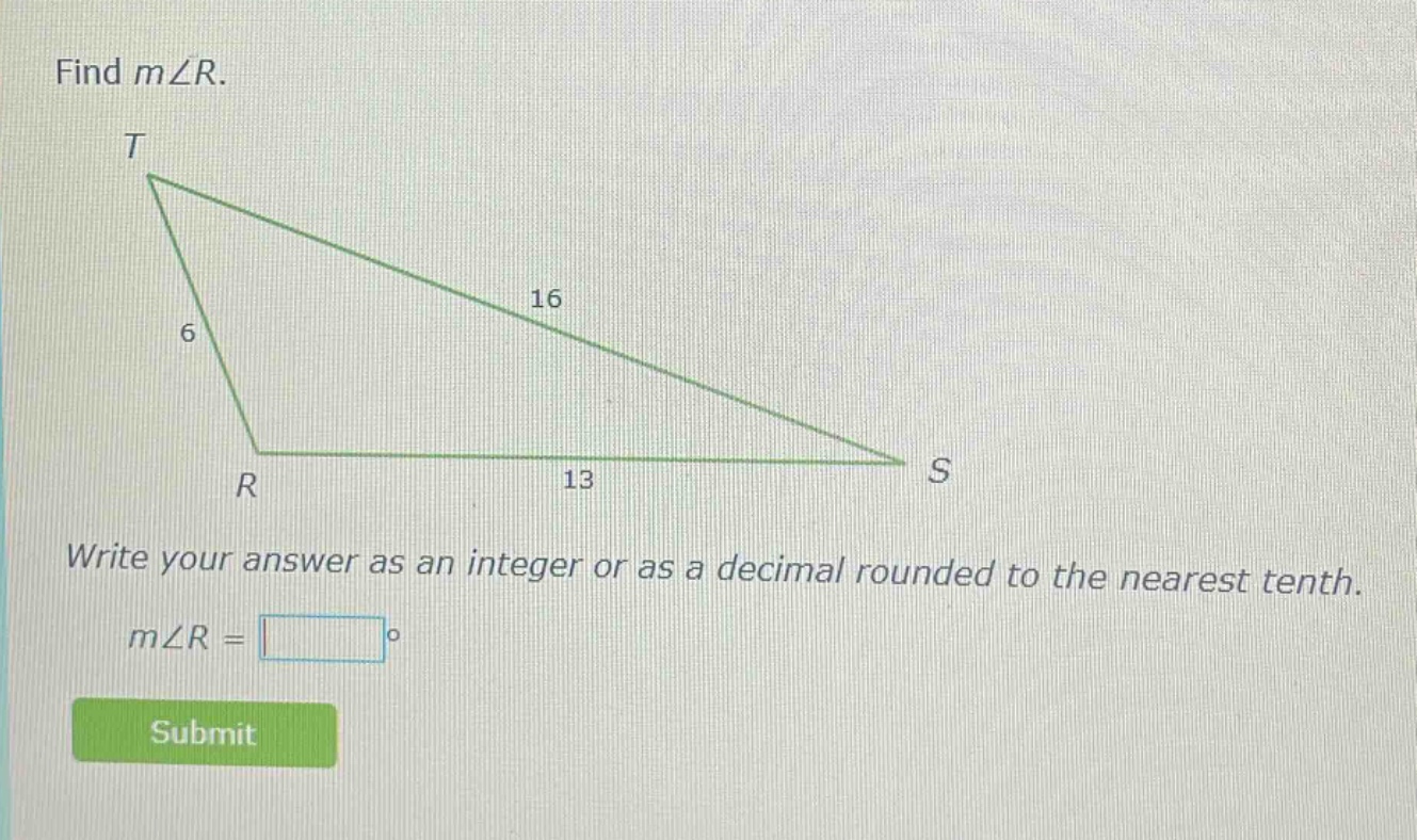find m∠r. write your answer as an integer or as a decimal rounded to the nearest tenth. m∠r = °