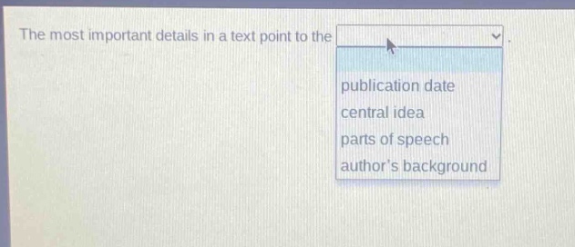 the most important details in a text point to the publication date central idea parts of speech authors background
