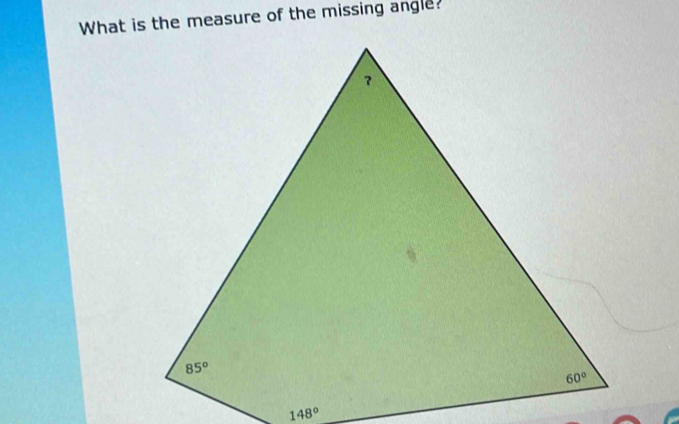 what is the measure of the missing angle?