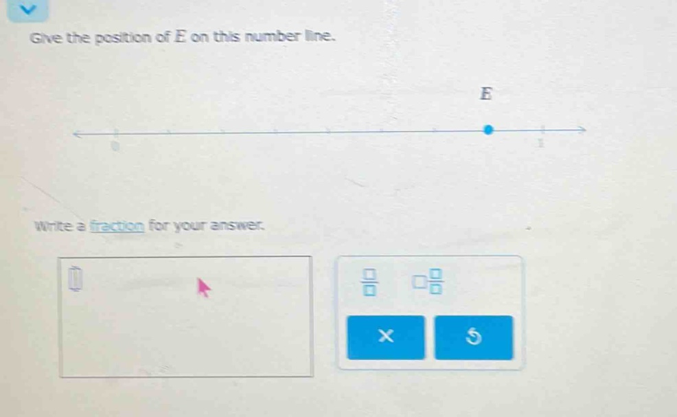 give the position of e on this number line. write a fraction for your answer.