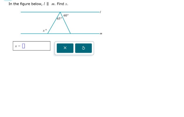 in the figure below, l || m. find x.