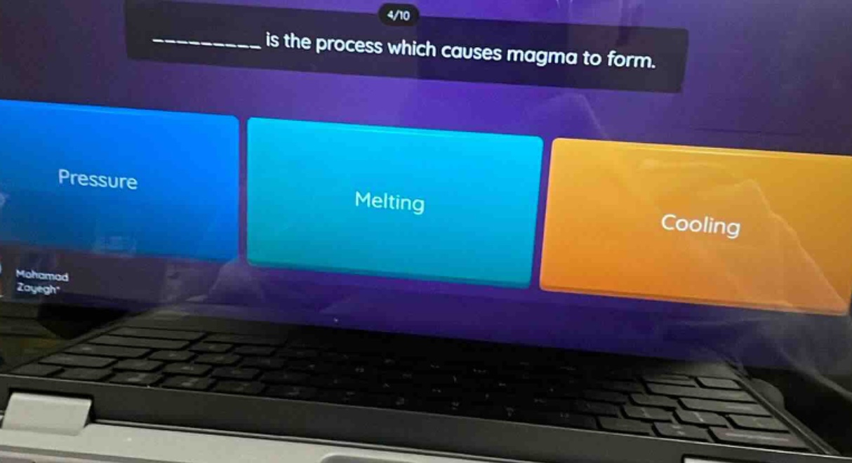 ______ is the process which causes magma to form. pressure melting cooling
